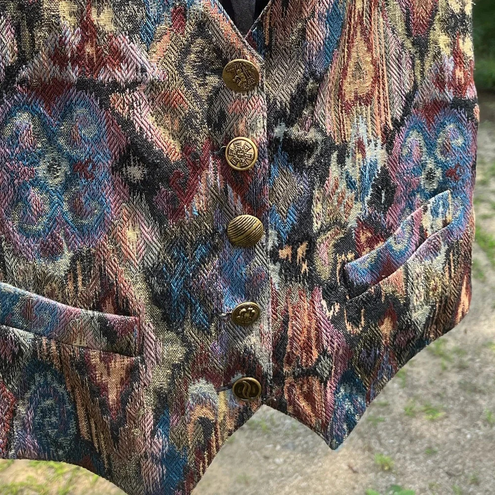 90s American Trendsetter Woven Tapestry Vest Size M Boho Western - Picture 9 of 9